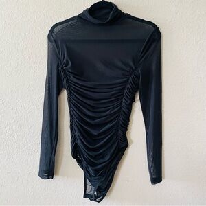 Shein woman’s mesh sheer bodysuit size L sexy long sleeve high neck feminine